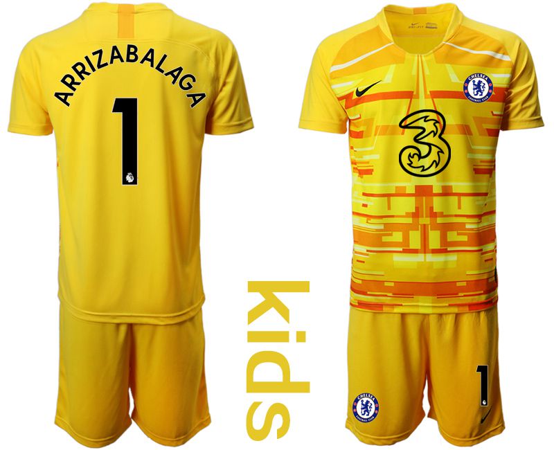 Youth 2020-2021 club Chelsea yellow goalkeeper #1 Soccer Jerseys1->chelsea jersey->Soccer Club Jersey